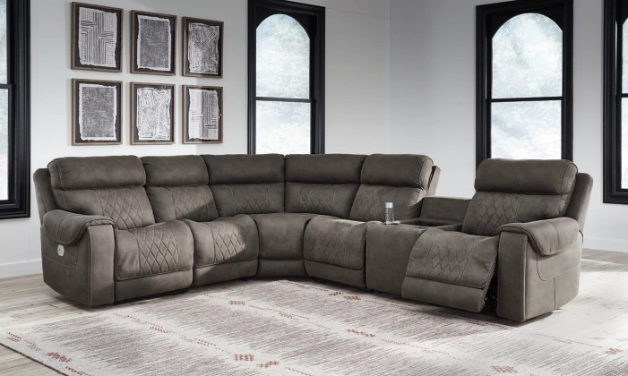 Hoopster 6-Piece Triple Power Reclining Sectional with Touchscreen