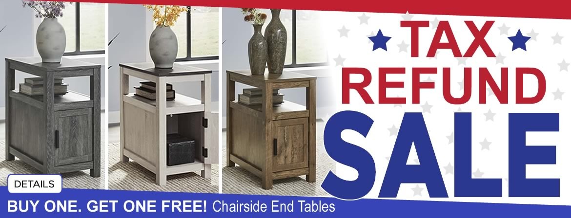 Buy One, Get One FREE Chairside End Tables.